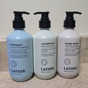 Shampoo, Conditioner, and Body Wash Set - Blue, Green, Cream